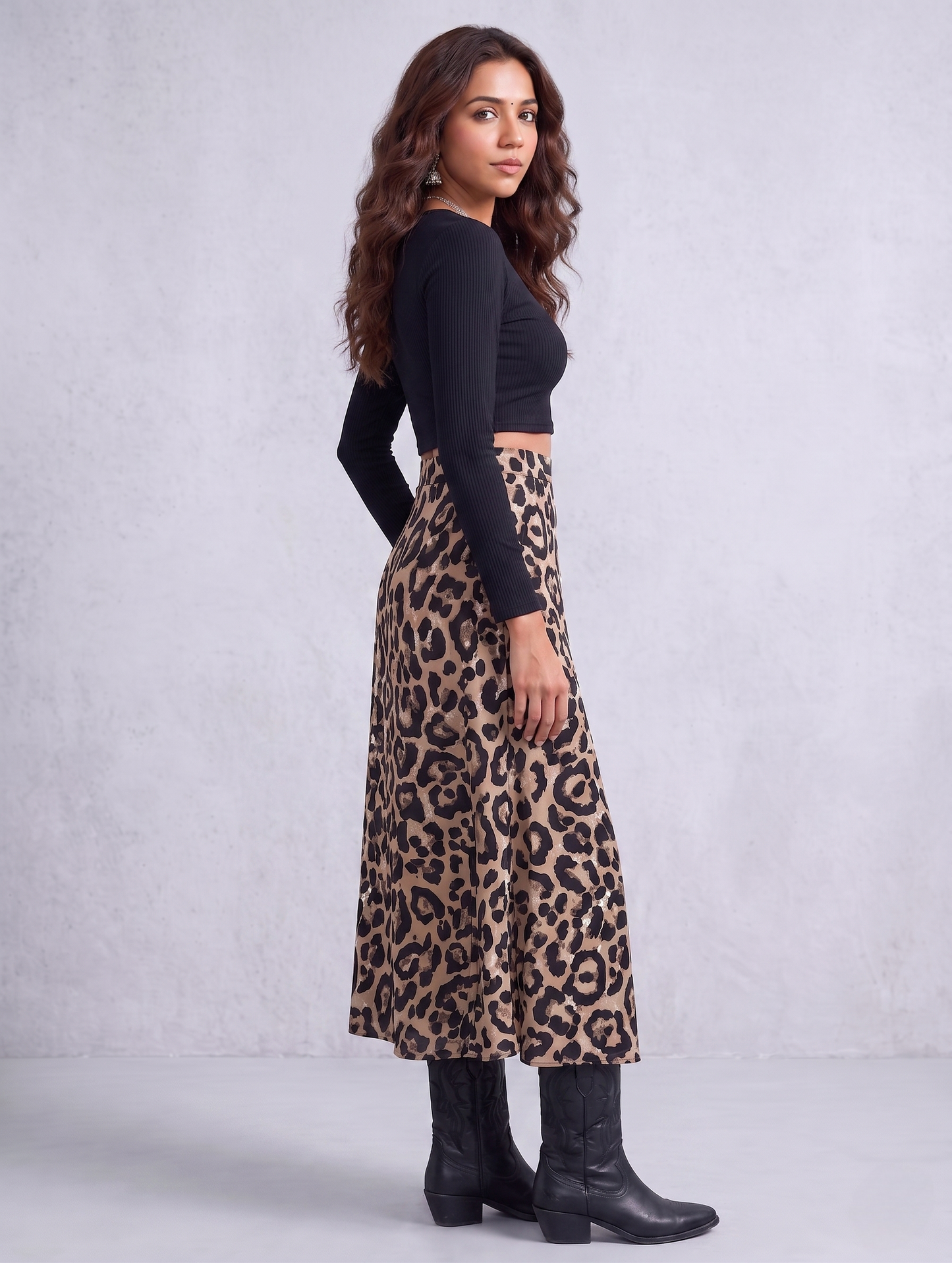 The Wild Chic Leopard Print Midi Skirt with Slit